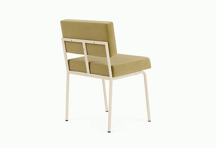 Chaise de salle à manger en acier beige et tissu vert pistache Monday - Fest Amsterdam