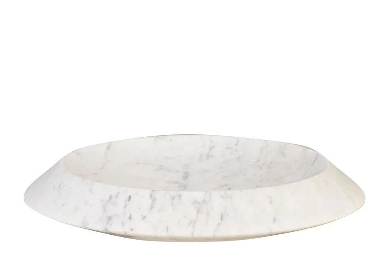 plateau rond en marbre blanc 35,5x7,5cm Kyron - Versmissen