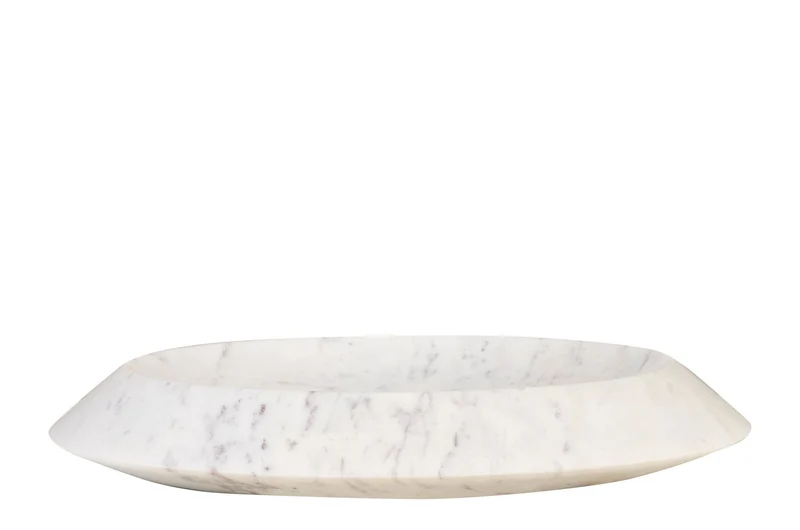 plateau rond en marbre blanc 35,5x7,5cm Kyron - Versmissen
