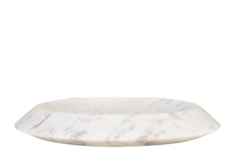 plateau rond en marbre blanc 35,5x7,5cm Kyron - Versmissen