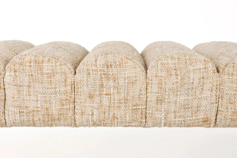 Banc en tissu beige et acier noir 180 x 41,5 x 45 cm Varen - The Cool Republic