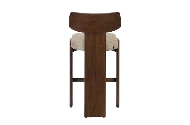 Chaise de bar en tissu beige et bois mindi foncé 50x56x101cm Sotho - Versmissen