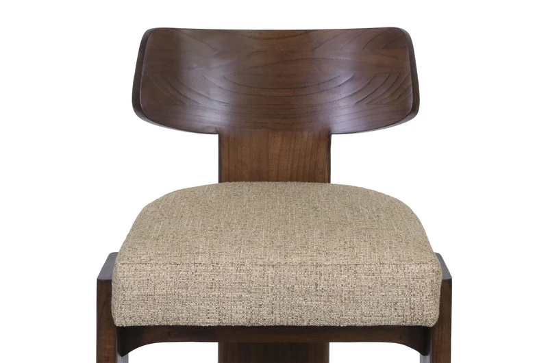Chaise de bar en tissu beige et bois mindi foncé 50x56x101cm Sotho - Versmissen