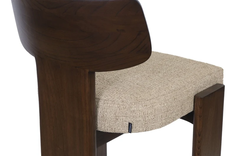 Chaise de bar en tissu beige et bois mindi foncé 50x56x101cm Sotho - Versmissen
