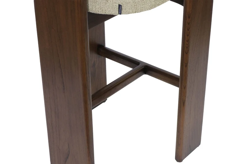 Chaise de bar en tissu beige et bois mindi foncé 50x56x101cm Sotho - Versmissen