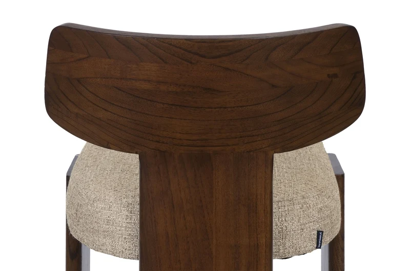 Chaise de bar en tissu beige et bois mindi foncé 50x56x101cm Sotho - Versmissen