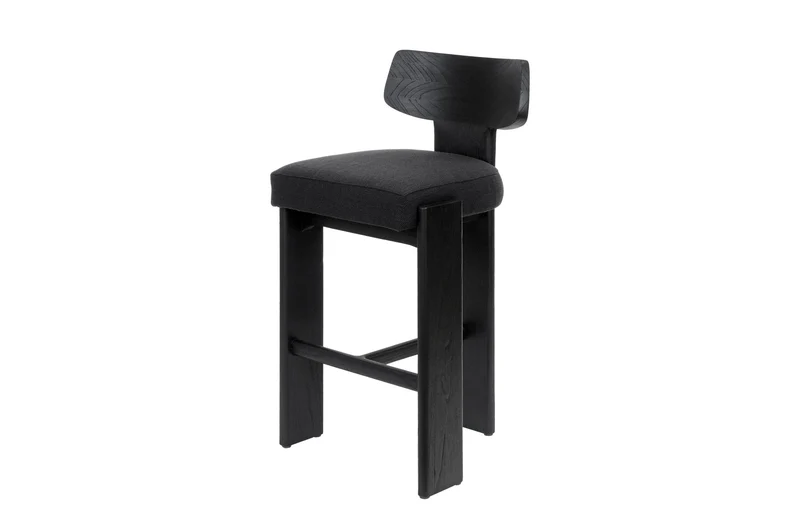 Chaise de bar en tissu noir et boir mindi noir 50x56x101cm Sotho - Versmissen