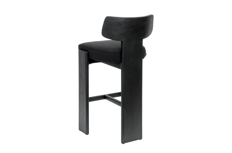 Chaise de bar en tissu noir et boir mindi noir 50x56x101cm Sotho - Versmissen