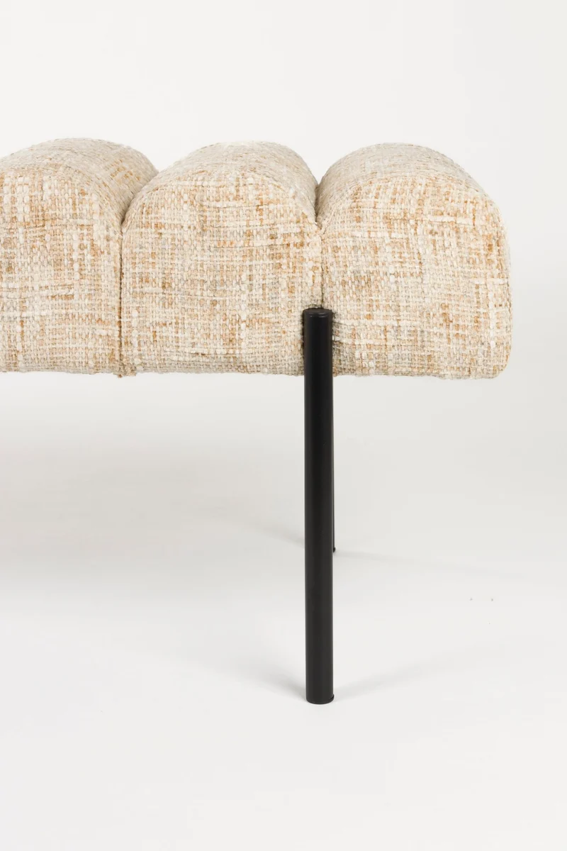Banc en tissu beige et acier noir 160 x 41,5 x 45 cm Varen - The Cool Republic