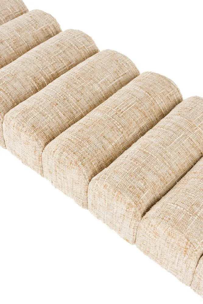 Banc en tissu beige et acier noir 160 x 41,5 x 45 cm Varen - The Cool Republic