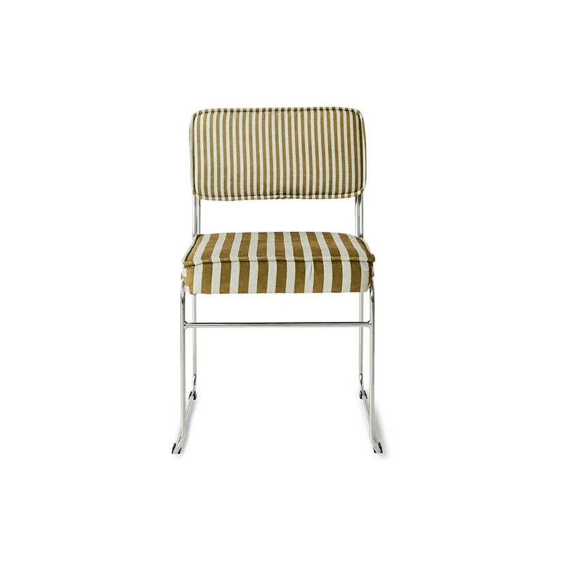 Chaise en acier chromé et tissu rayé jaune 51,5x62,5x83,5cm Endless - HKliving