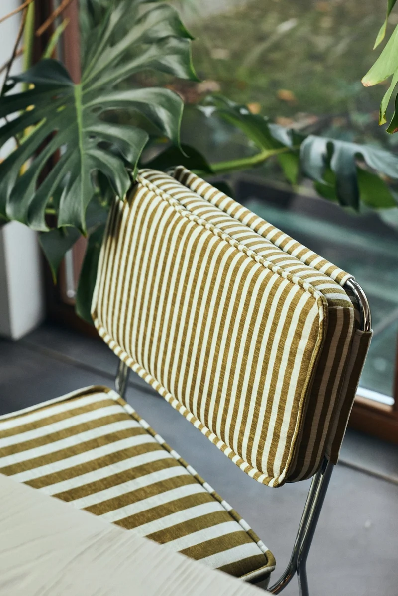Chaise en acier chromé et tissu rayé jaune 51,5x62,5x83,5cm Endless - HKliving