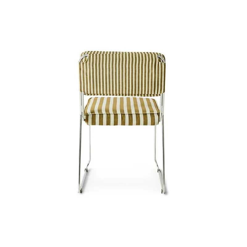 Chaise en acier chromé et tissu rayé jaune 51,5x62,5x83,5cm Endless - HKliving