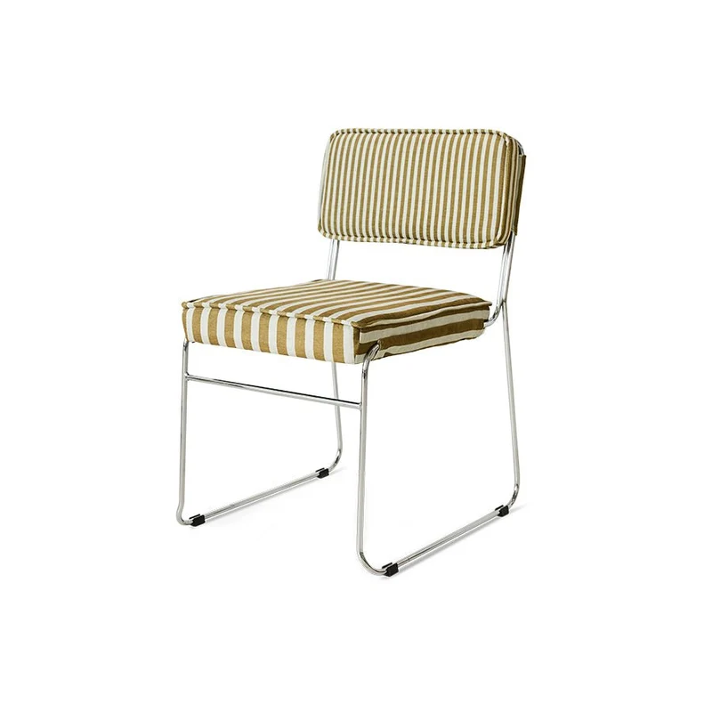 Chaise en acier chromé et tissu rayé jaune 51,5x62,5x83,5cm Endless - HKliving
