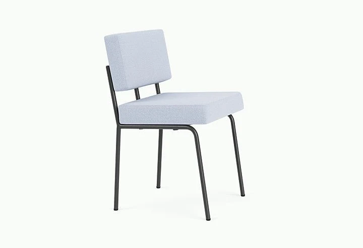 Chaise de salle à manger en acier noir et tissu bleu glacé Monday - Fest Amsterdam