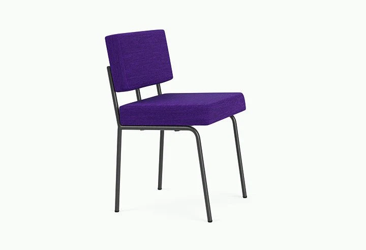Chaise de salle à manger en acier noir et tissu violet Monday - Fest Amsterdam
