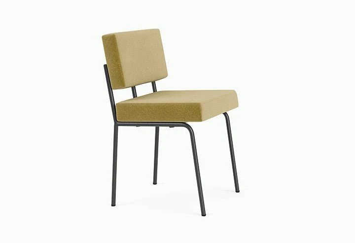 Chaise de salle à manger en acier noir et tissu vert pistache Monday - Fest Amsterdam