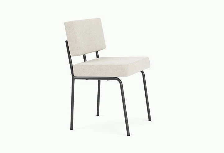 Chaise de salle à manger en acier noir et tissu beige naturel Monday - Fest Amsterdam