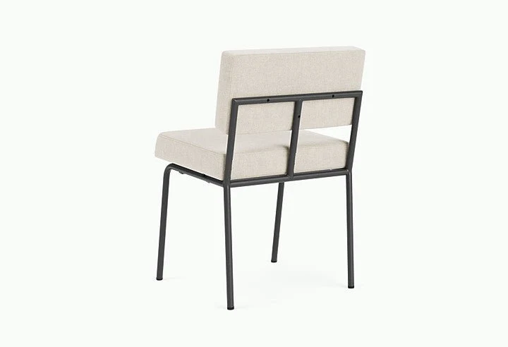 Chaise de salle à manger en acier noir et tissu beige naturel Monday - Fest Amsterdam