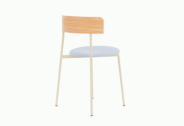 Chaise de salle à manger en hêtre naturel acier beige et tissu bleu glacé Friday - Fest Amsterdam