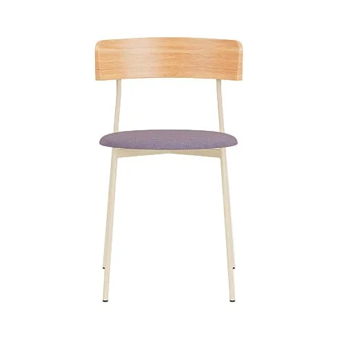 Chaise de salle à manger en hêtre naturel acier beige et tissu violet Friday - Fest Amsterdam