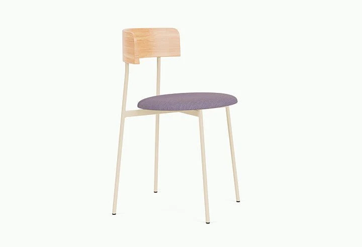 Chaise de salle à manger en hêtre naturel acier beige et tissu violet Friday - Fest Amsterdam