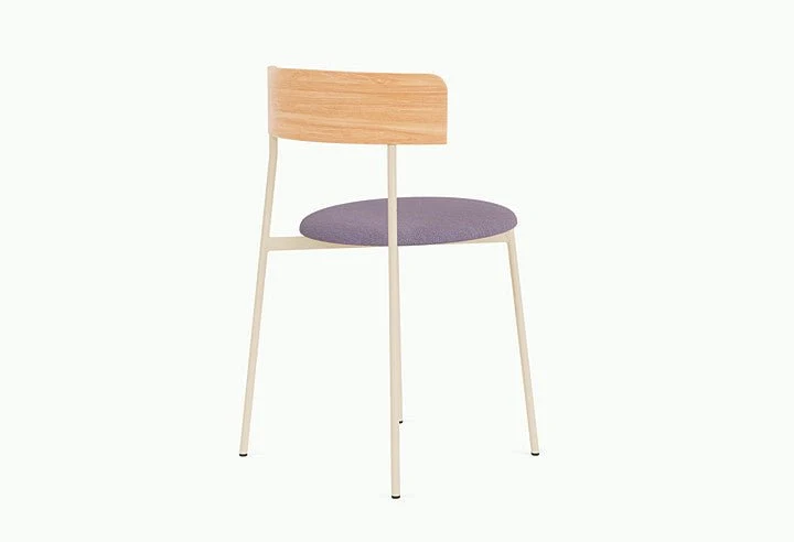 Chaise de salle à manger en hêtre naturel acier beige et tissu violet Friday - Fest Amsterdam