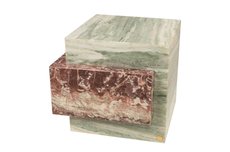 Table d'appoint en marbre vert et rose 45x41cm Blocq - Versmissen