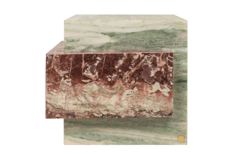 Table d'appoint en marbre vert et rose 45x41cm Blocq - Versmissen