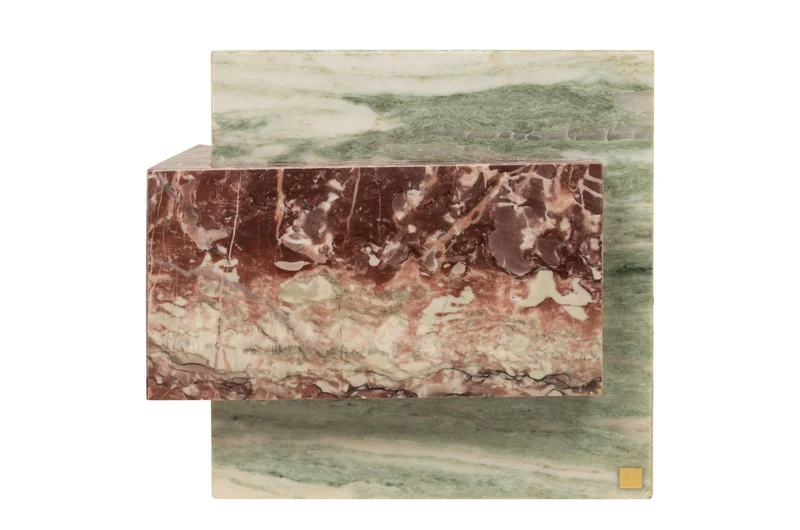 Table d'appoint en marbre vert et rose 45x41cm Blocq - Versmissen