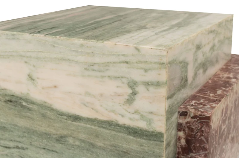 Table d'appoint en marbre vert et rose 45x41cm Blocq - Versmissen