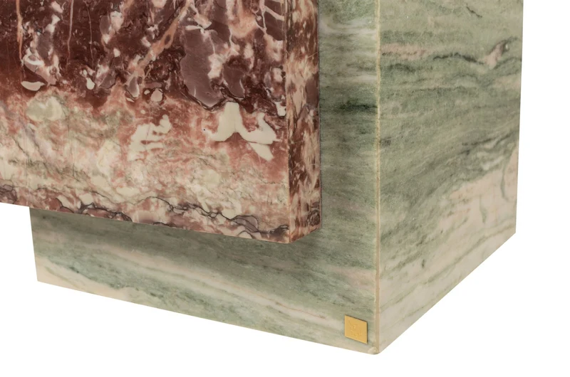 Table d'appoint en marbre vert et rose 45x41cm Blocq - Versmissen