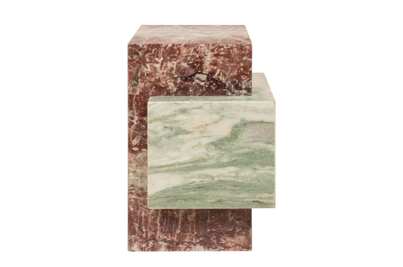 Table d'appoint en marbre rose et vert 35x51cm Blocq - Versmissen