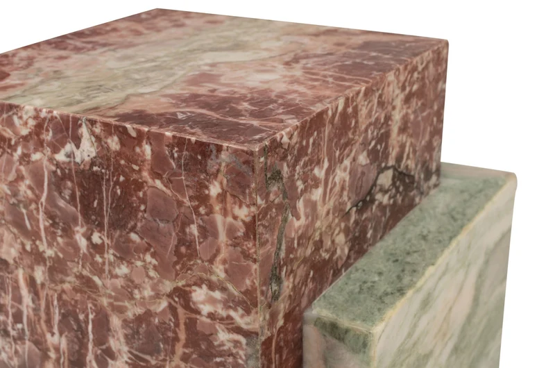 Table d'appoint en marbre rose et vert 35x51cm Blocq - Versmissen