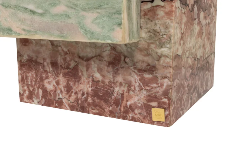 Table d'appoint en marbre rose et vert 35x51cm Blocq - Versmissen