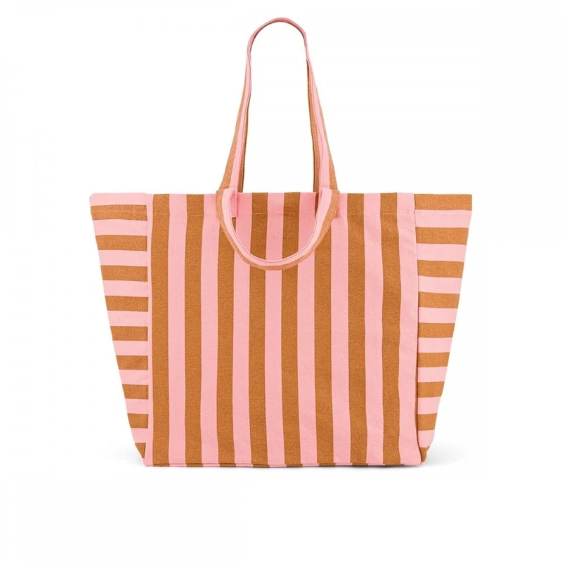 ELISA TOTE BAG - CARAMEL + STRAWBERRY STRIPE