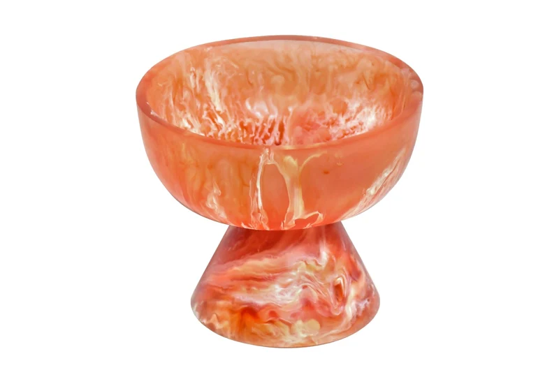 Bol sur pied en résine rubis et crème 16x13,5cm Rih - Versmissen