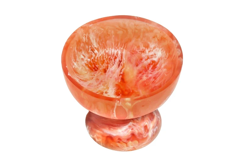 Bol sur pied en résine rubis et crème 16x13,5cm Rih - Versmissen