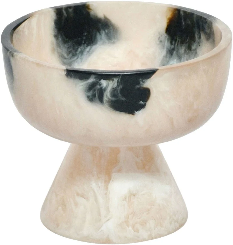 Bol sur pied enrésine noir et crème 15x13cm Rih - Versmissen
