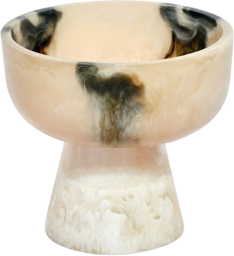Bol sur pied enrésine noir et crème 20x18cm Rih - Versmissen