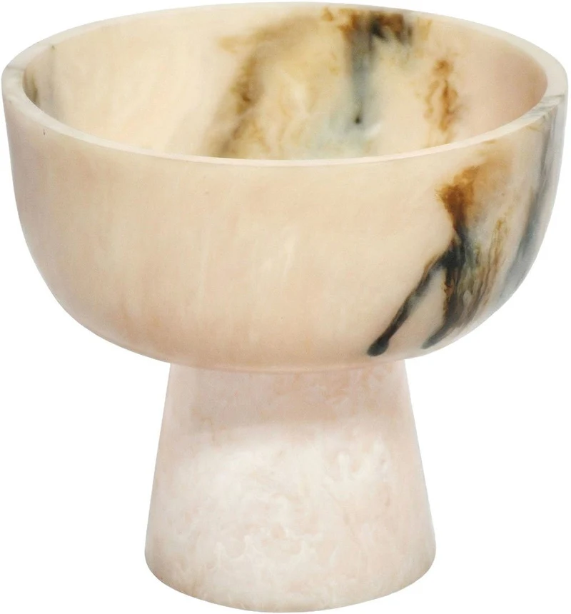 Bol sur pied enrésine noir et crème 25x23cm Rih - Versmissen