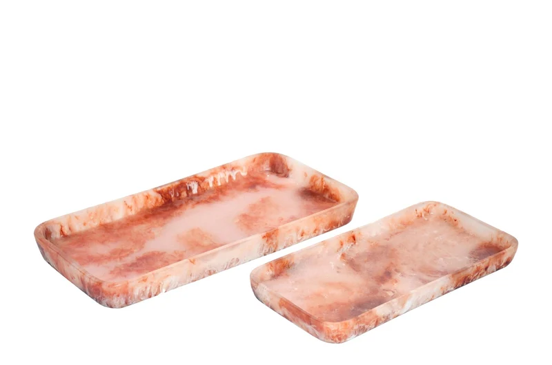 2 plateaux haut en résine rubis et crème Rih - Versmissen