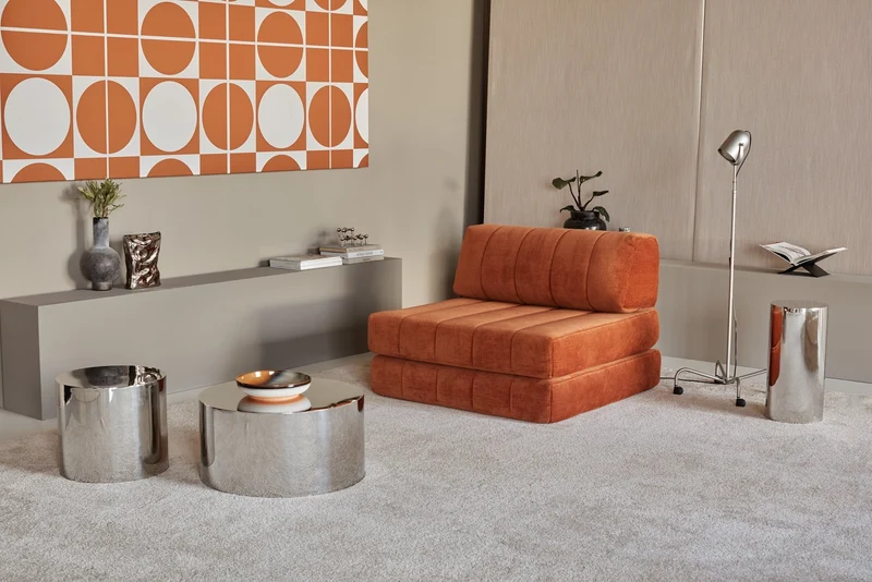 Fauteuil convertible en polyester recyclé ivoire 104x77cm Cozypad - Innovation living
