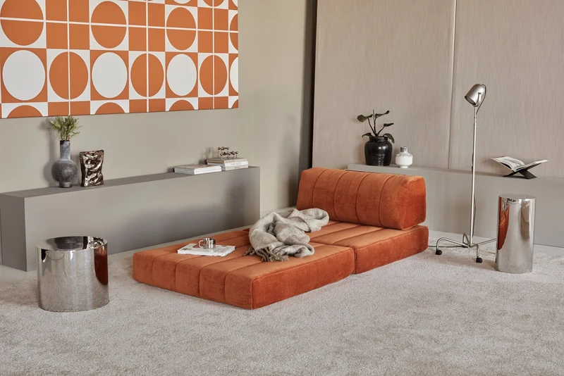 Fauteuil convertible en polyester recyclé orange 104x77cm Cozypad - Innovation living