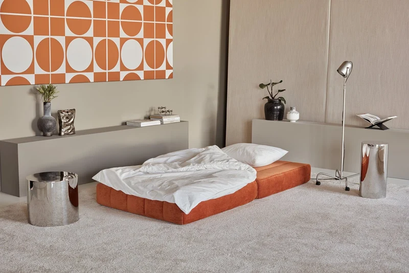 Fauteuil convertible en polyester recyclé orange 104x77cm Cozypad - Innovation living