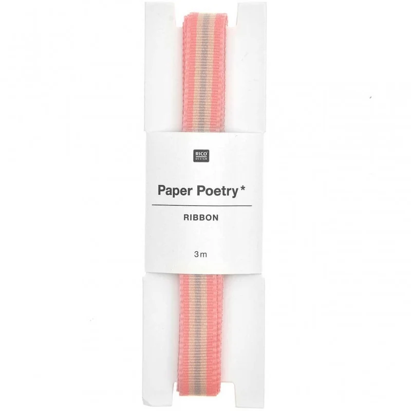 MULTI STRIPE RIBBON - NEON PINK , YELLOW & GREY