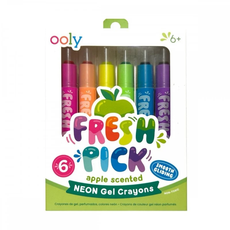 6 FRESH PICK APPLE SCENTED NEON GEL CRAYONS (6 YEARS+)