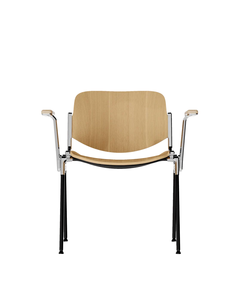 Chaise avec accoudoirs en hêtre plaqué et acier chromé DSC 106 - Anonima Castelli