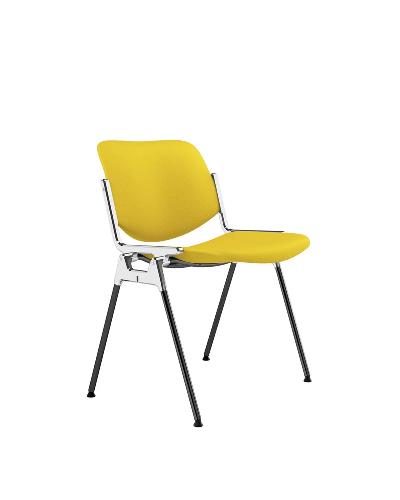 Chaise en tissu jaune et acier chromé DSC 106 - Anonima Castelli