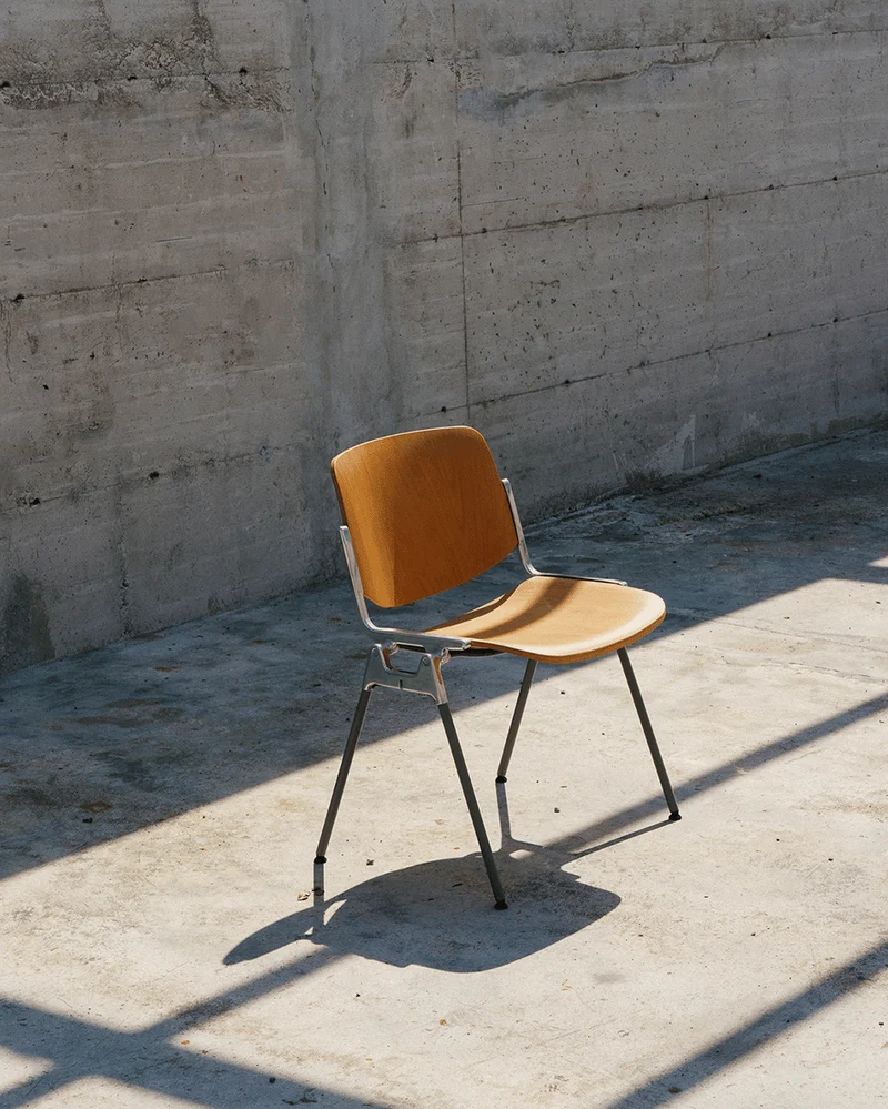 Chaise en tissu bleu et acier chromé DSC 106 - Anonima Castelli